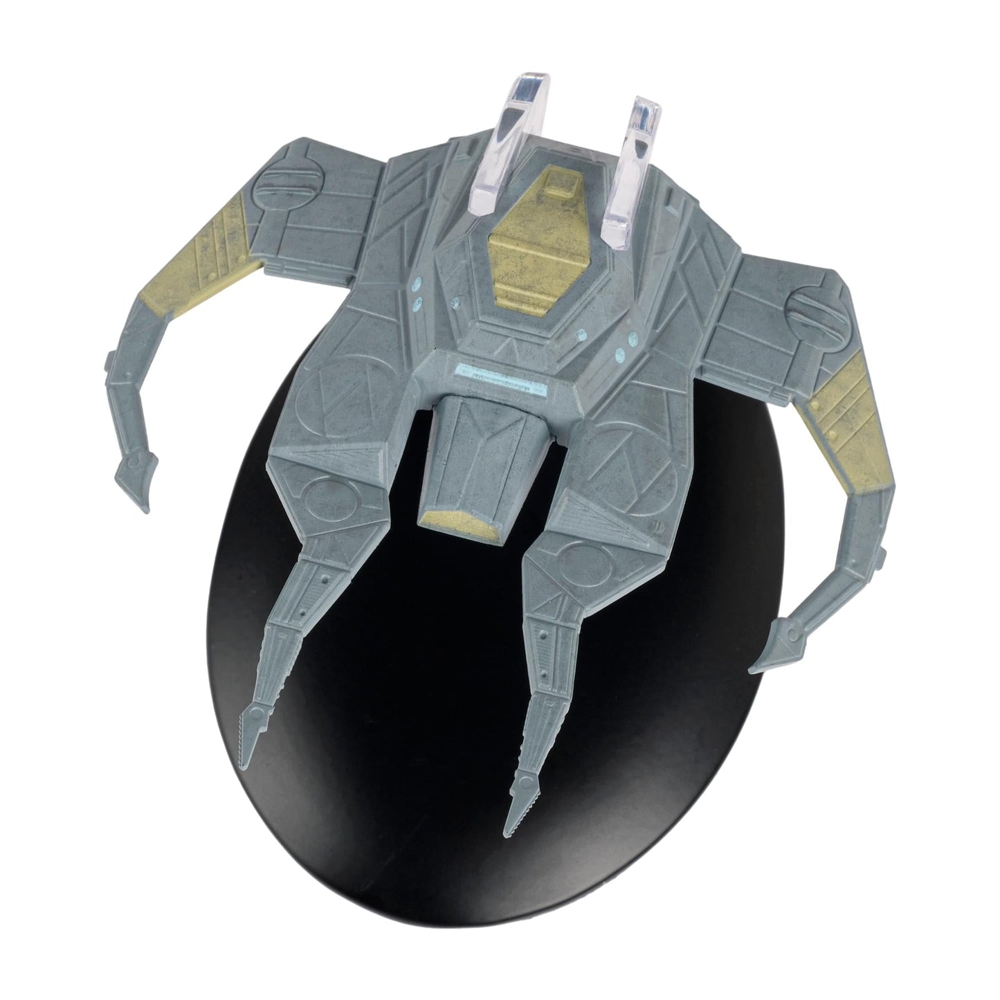 Close-up detail shot of the hand-painted hull and weapon arrays on the Miradorn Raider replica