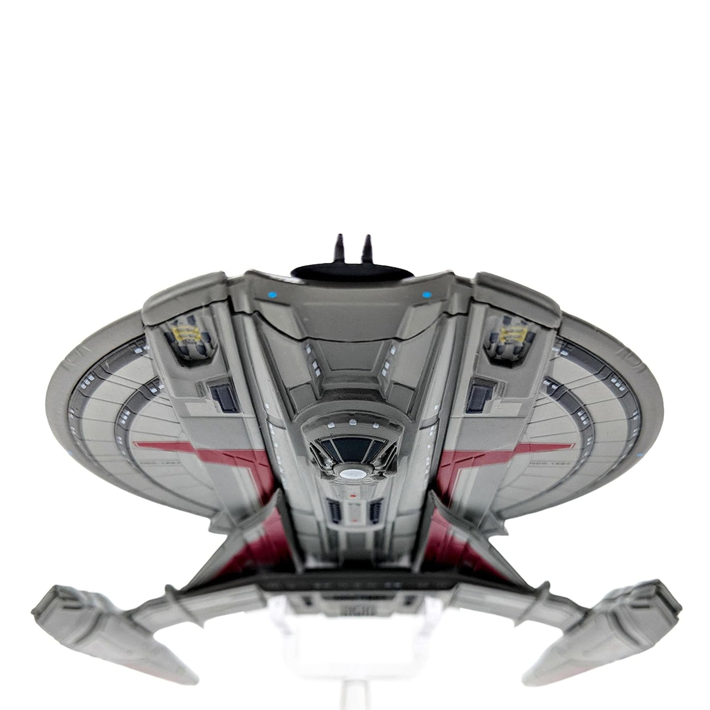 Angle shot from beneath the starship showcasing the ventral engineering hull details