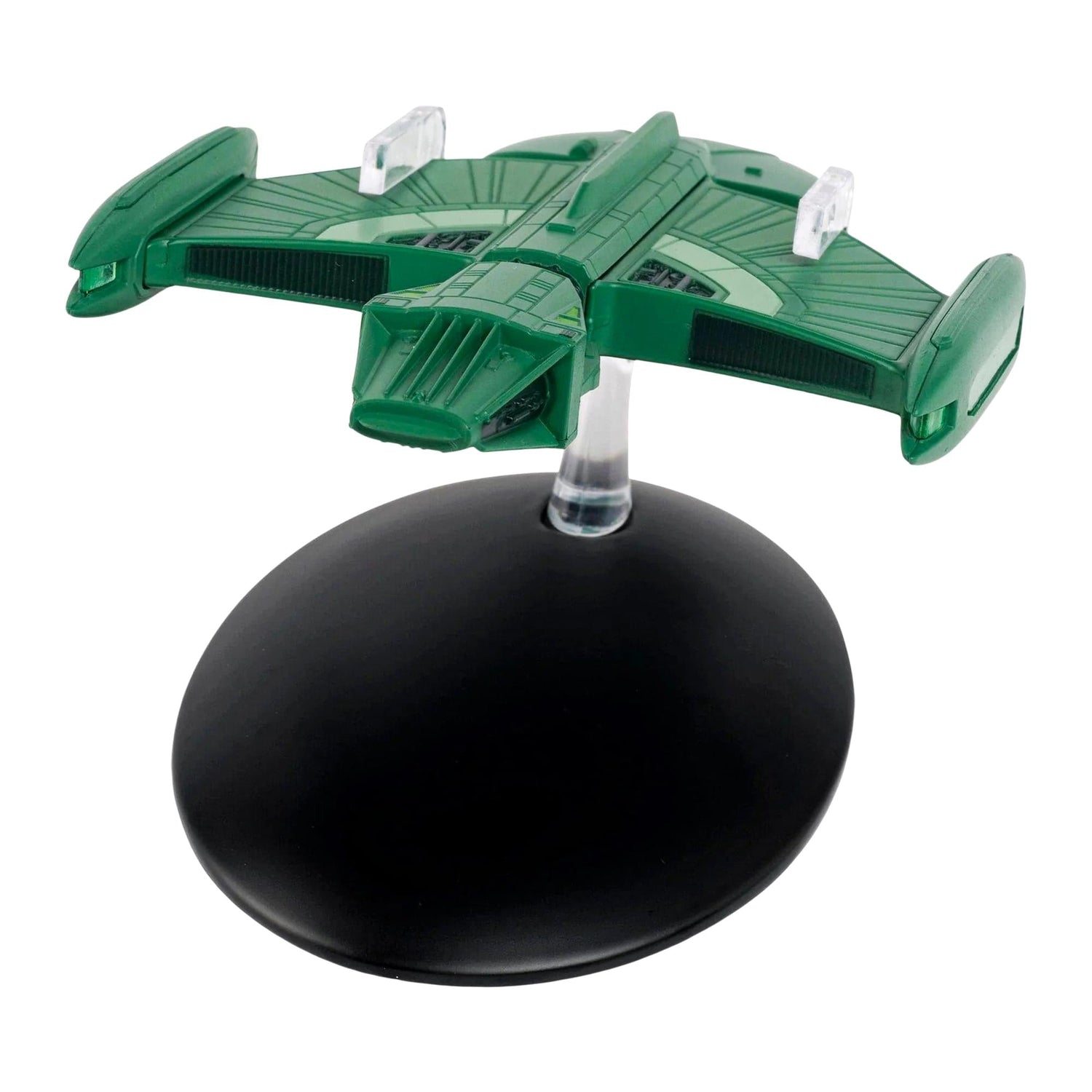 Rear view of the Romulan science vessel replica displaying engine thrusters and aft hull details