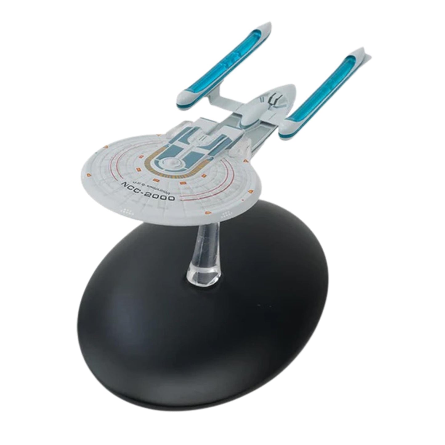 Side profile view illustrating the sleek lines of the Excelsior-class vessel