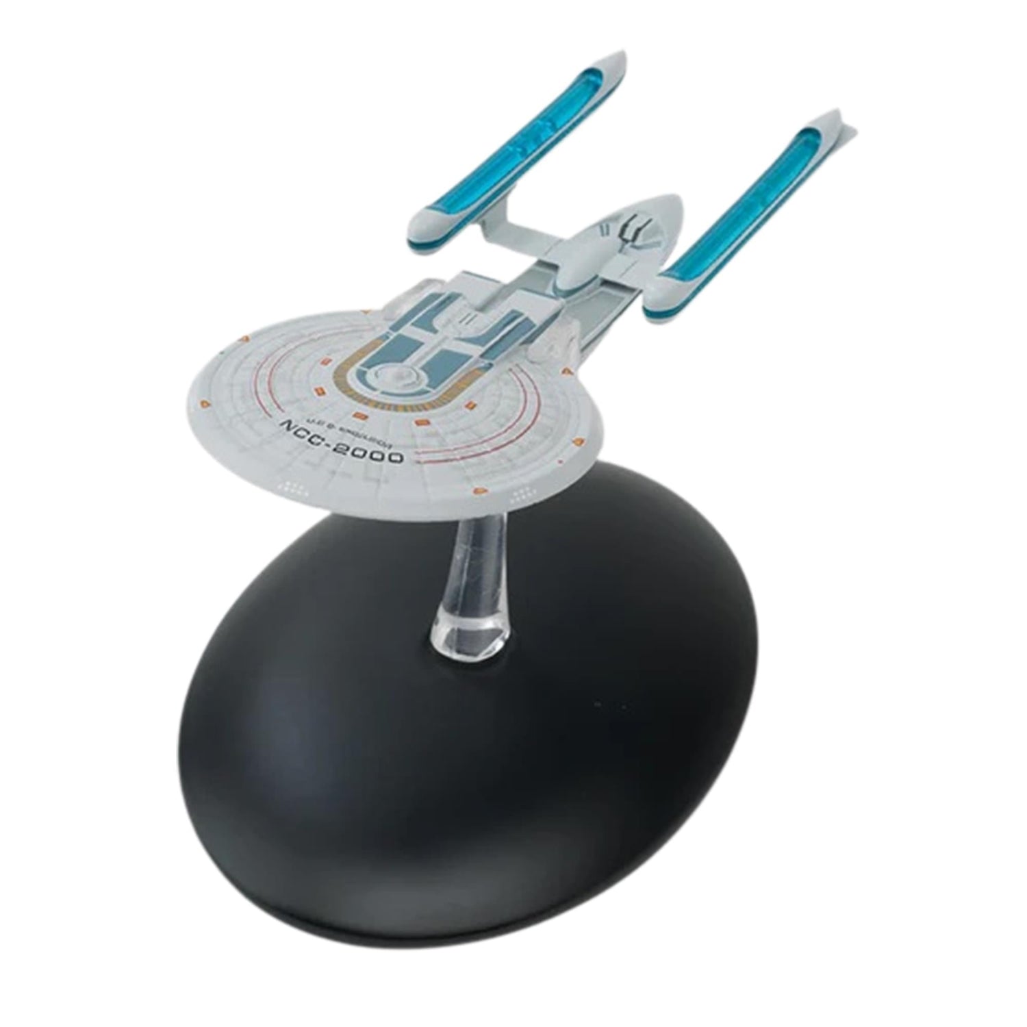 Side profile view illustrating the sleek lines of the Excelsior-class vessel