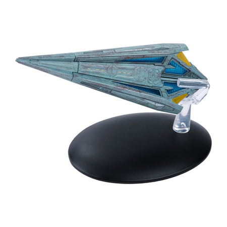 Eaglemoss Star Trek Tholian Starship model viewed from the front quarter, showing its angular geometric hull design