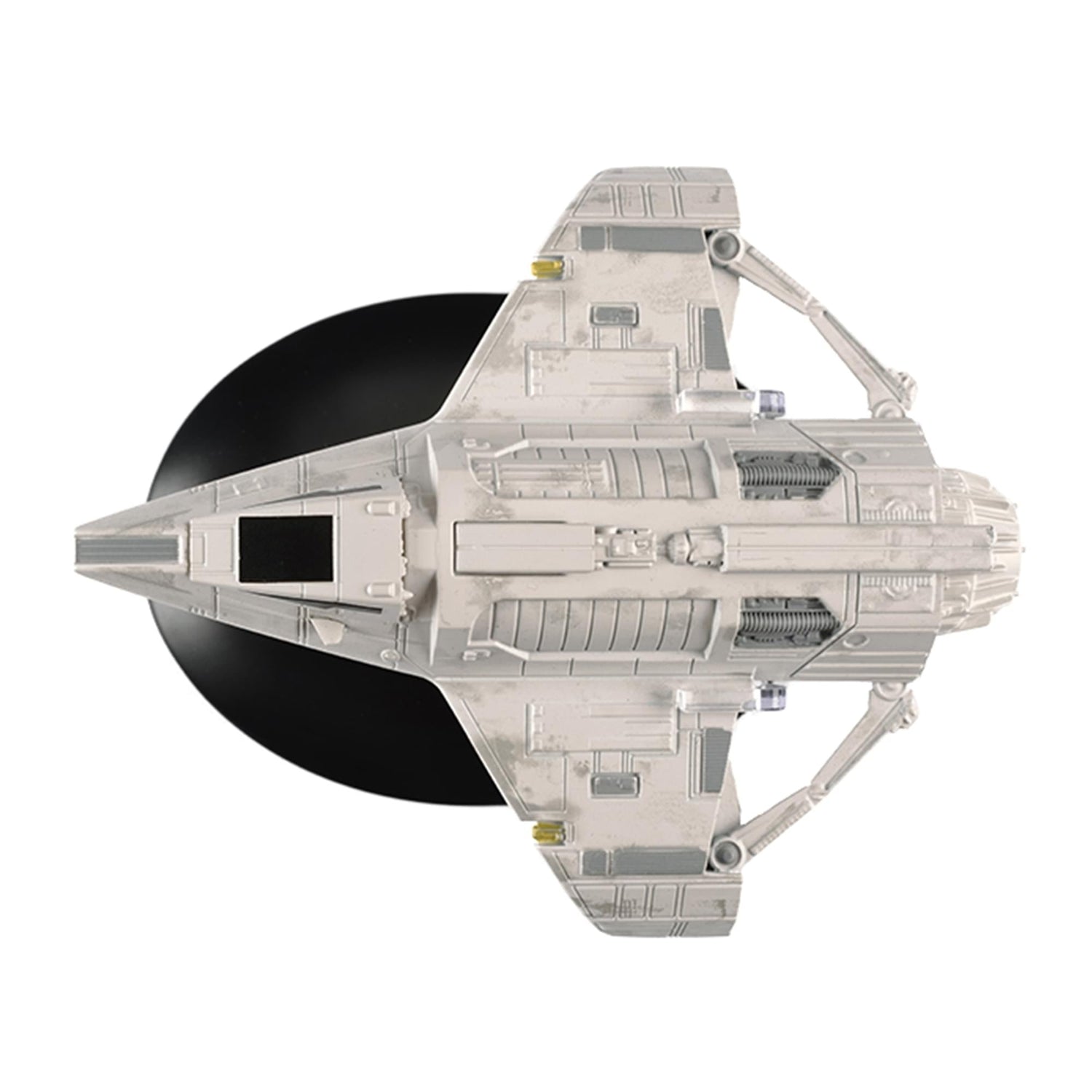 Top-down view of the Kira's Raider collectible model, showing the layout and intricate paint application across the hull.