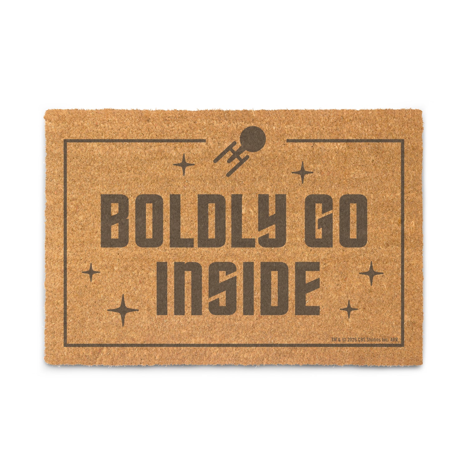 Star Trek Boldly Go Inside doormat viewed from above on a clean background