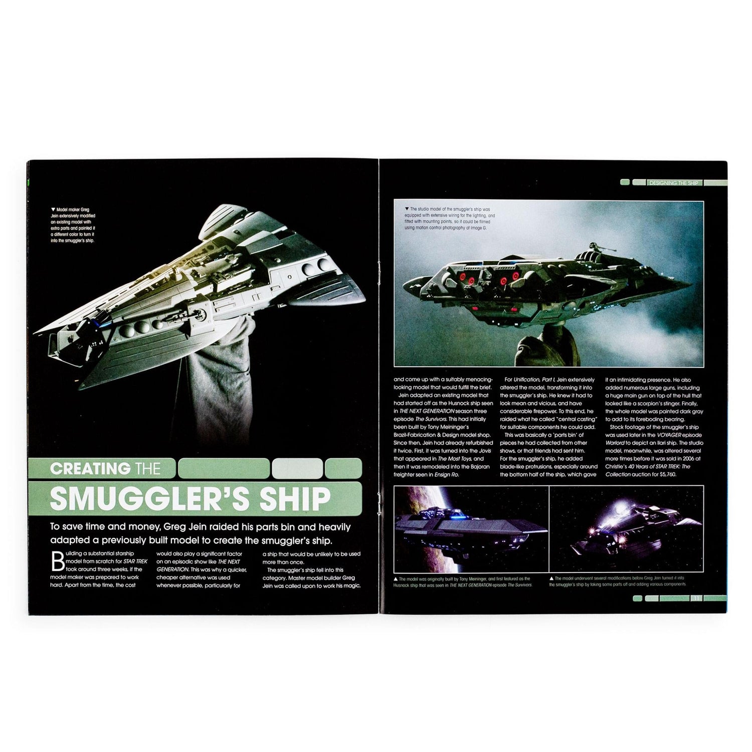 Detailed interior page spread showing starship orthographic diagrams and schematics