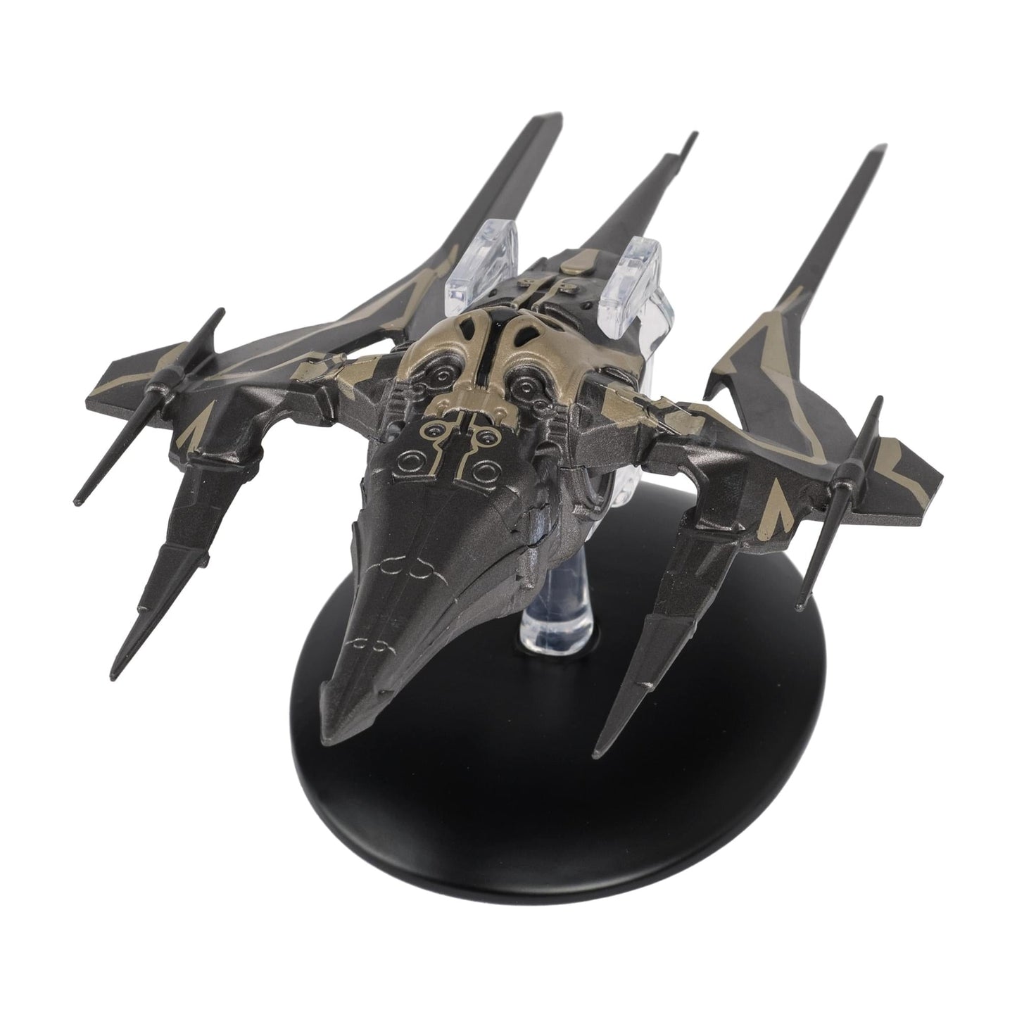 Top-down plan view of the Altamid Swarm Ship highlighting its angular, aggressive hull geometry and metallic finish