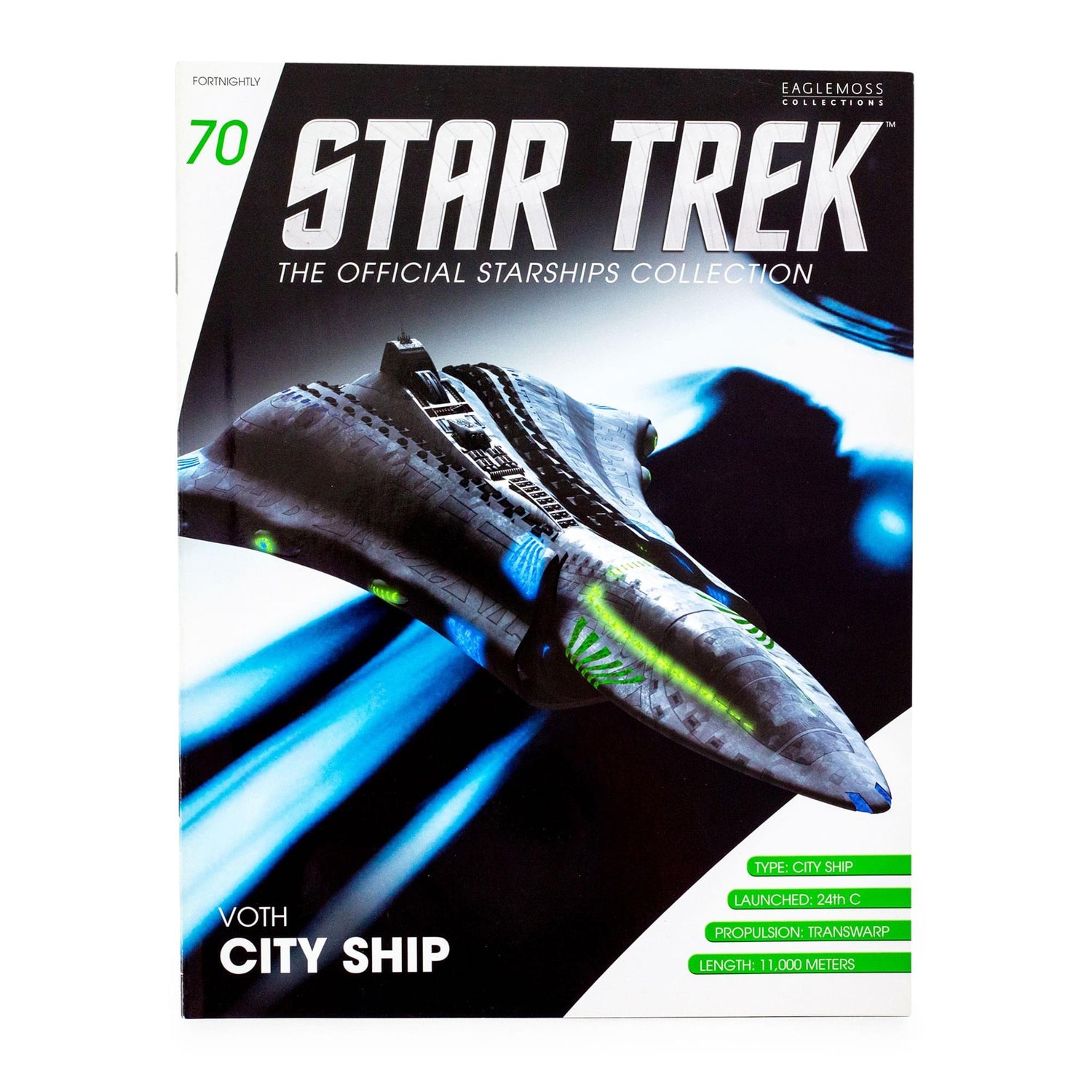 Front cover of the Star Trek Official Starships magazine featuring an illustration of the massive Voth City Ship