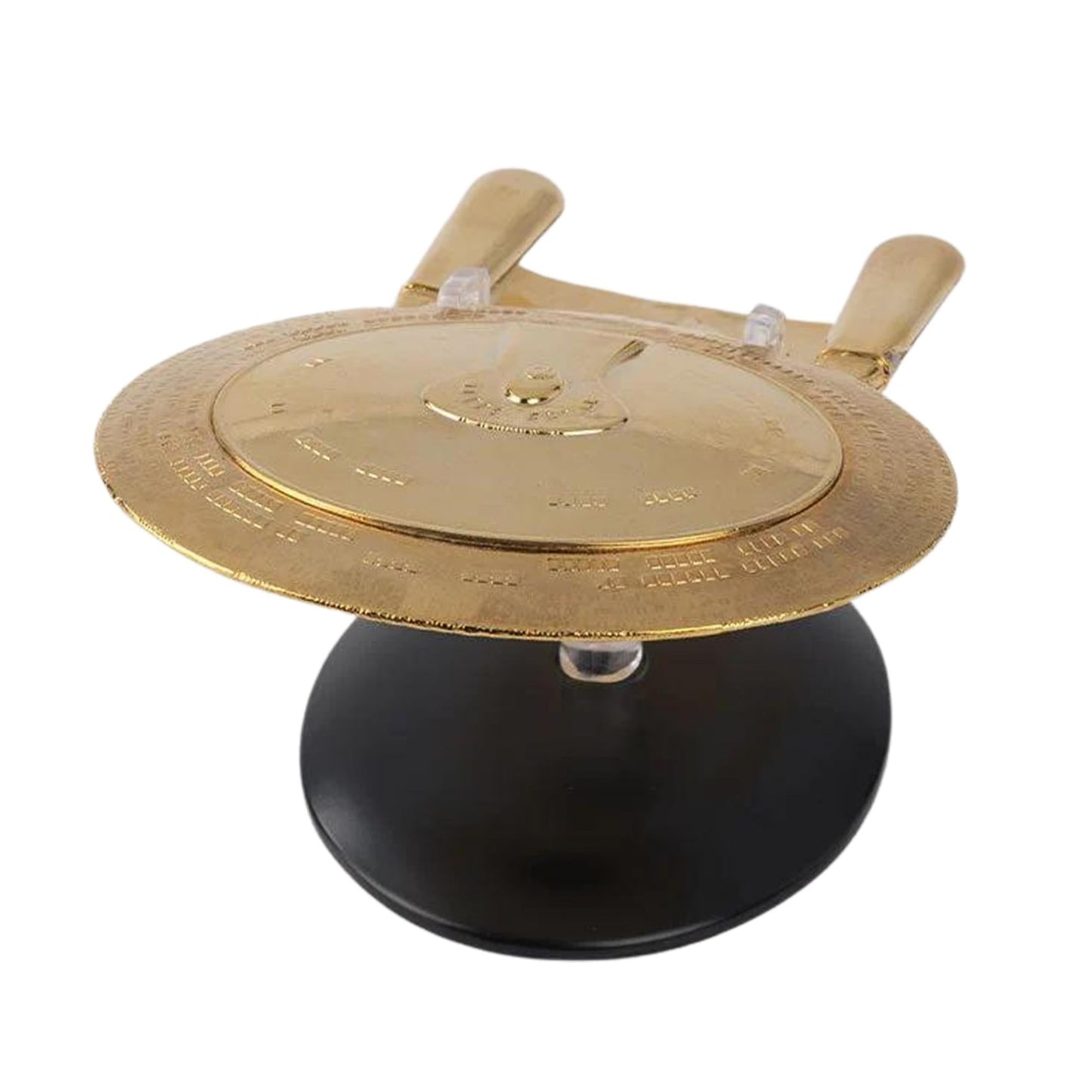 Angled perspective highlighting the intricate surface paneling and hand-painted gold finish