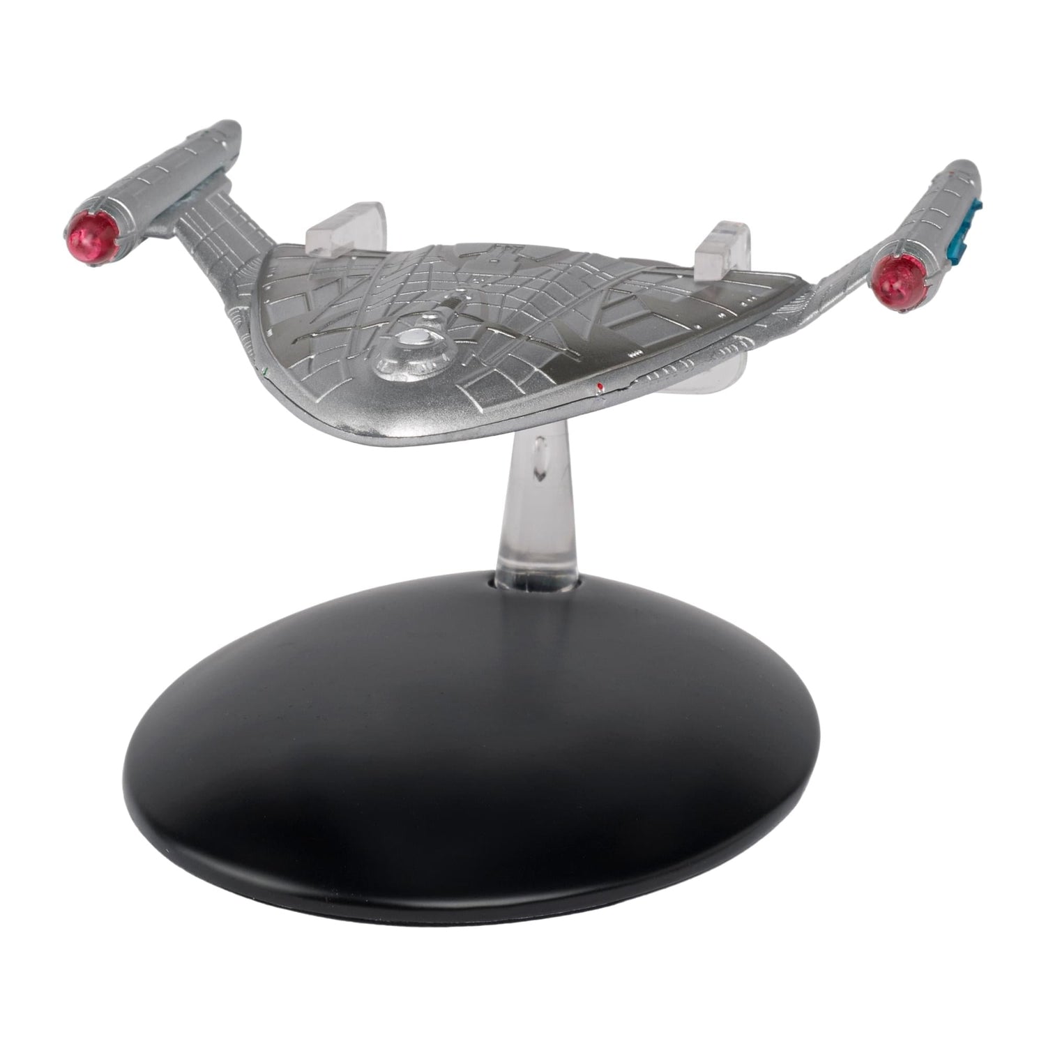 Rear view of the starship model displaying the impulse engines and structural pylons