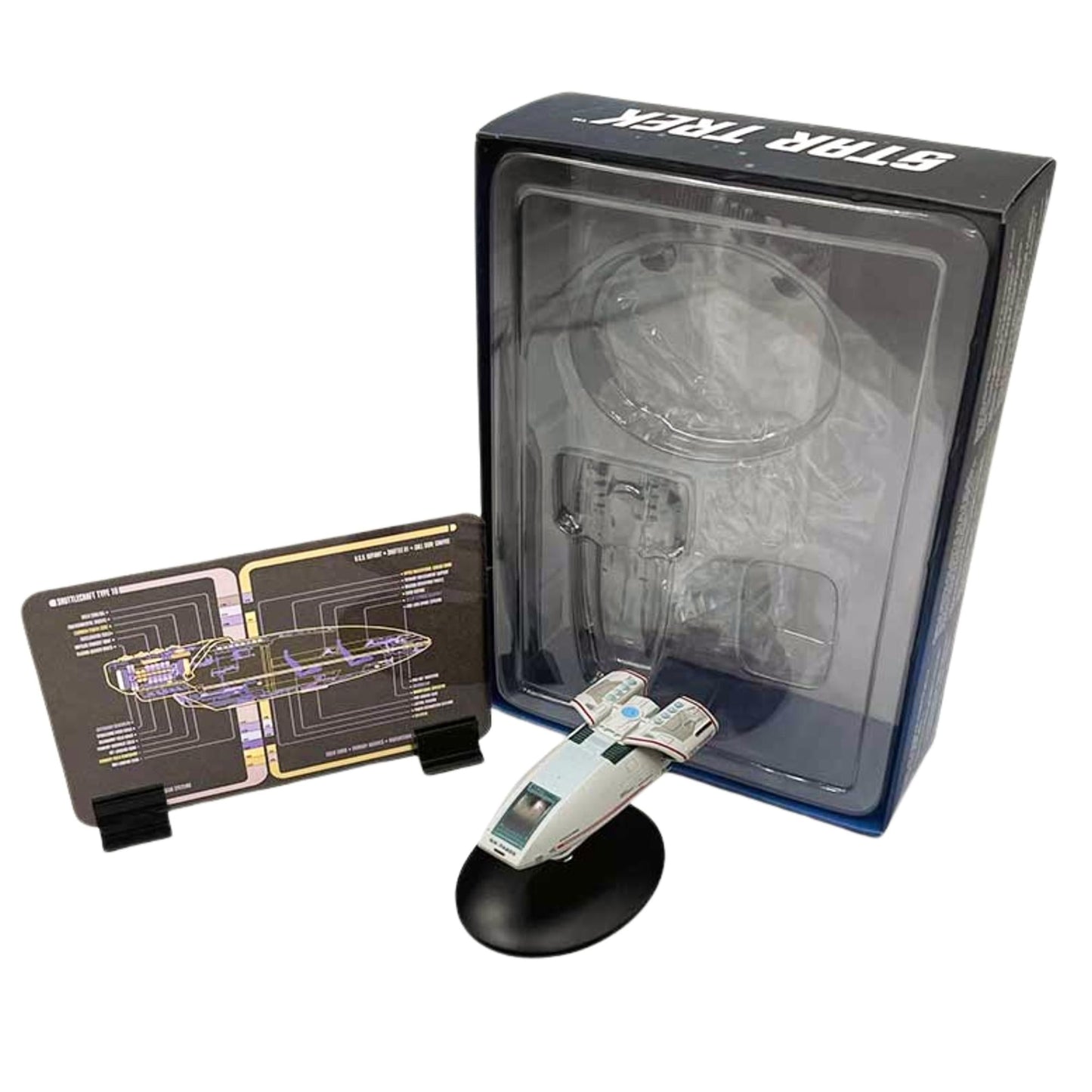 Close-up detail shot of the hull registry number NX-74205 on the side of the Star Trek collectible