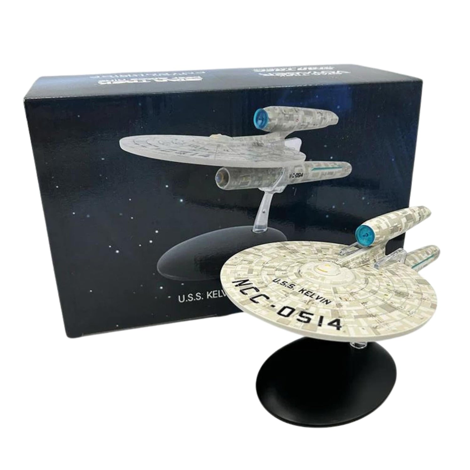 Close-up view of the bridge module and command deck detailing on the USS Kelvin starship model