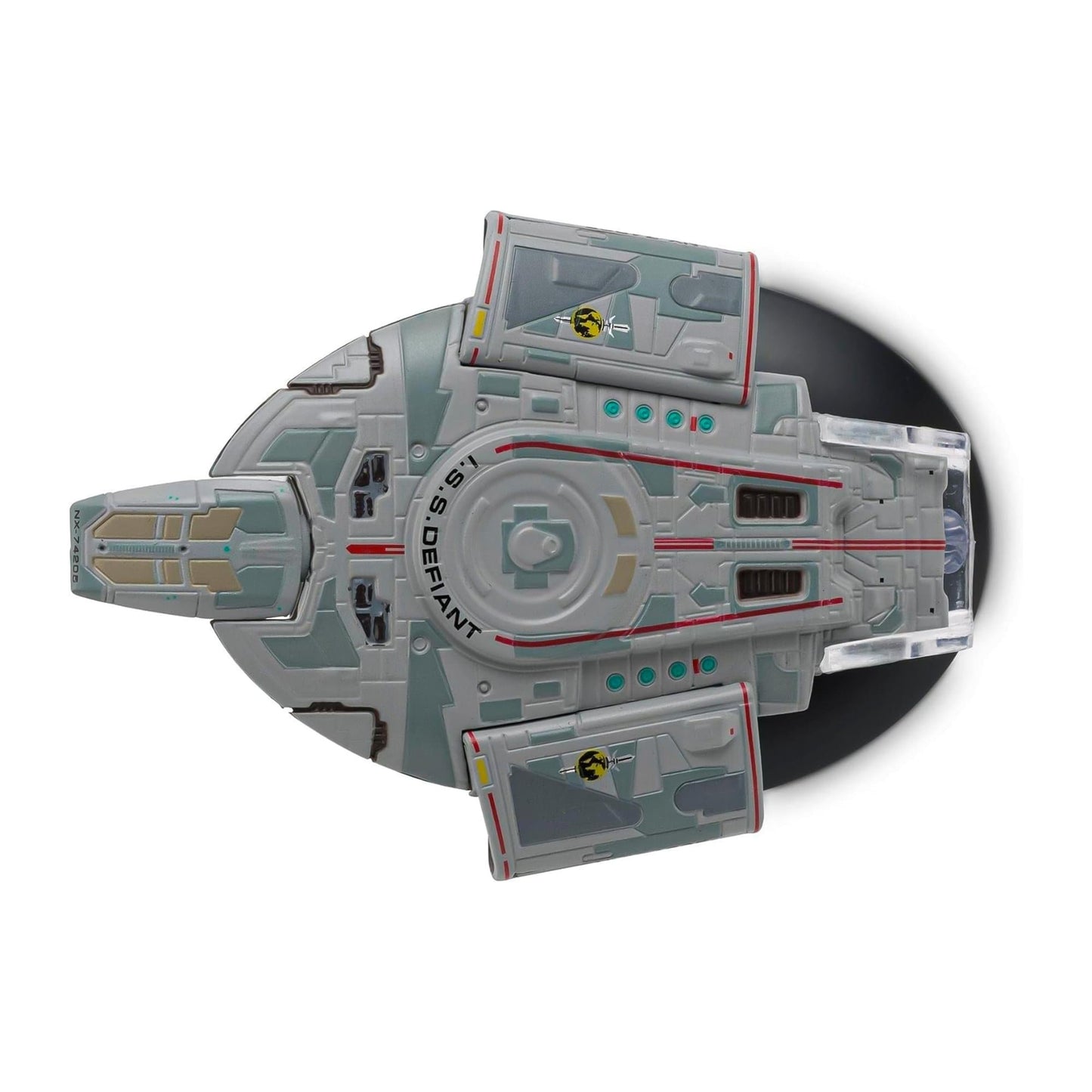 Front-on view emphasizing the aggressive forward-swept profile of the warship