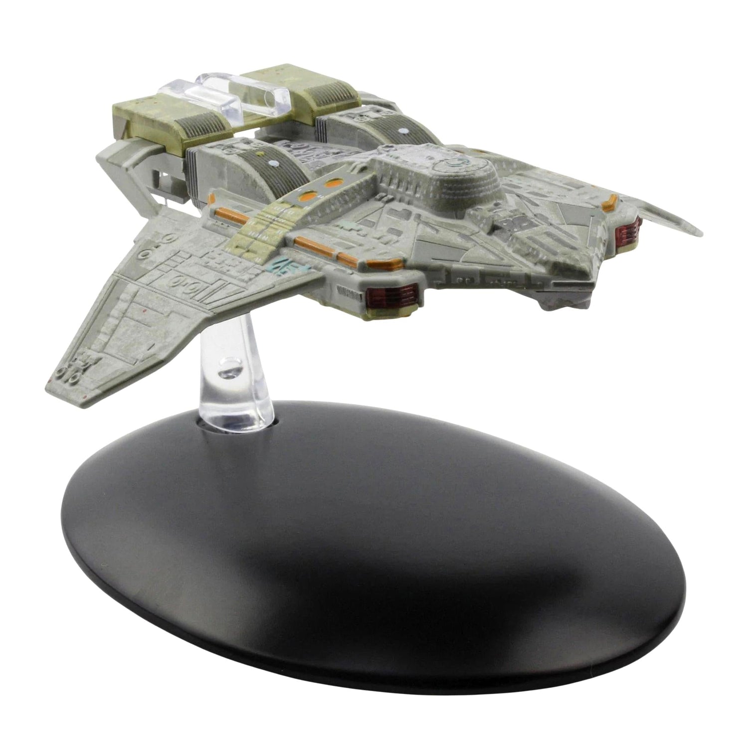 Top-down view of the Nightingale starship model showing its detailed hull plating and vessel geometry