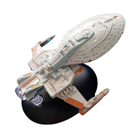 Top-down view highlighting the hull plating and registry details of the USS Yaeger model