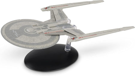 Top-down overhead view of the USS Kerala model highlighting the saucer section and warp nacelles