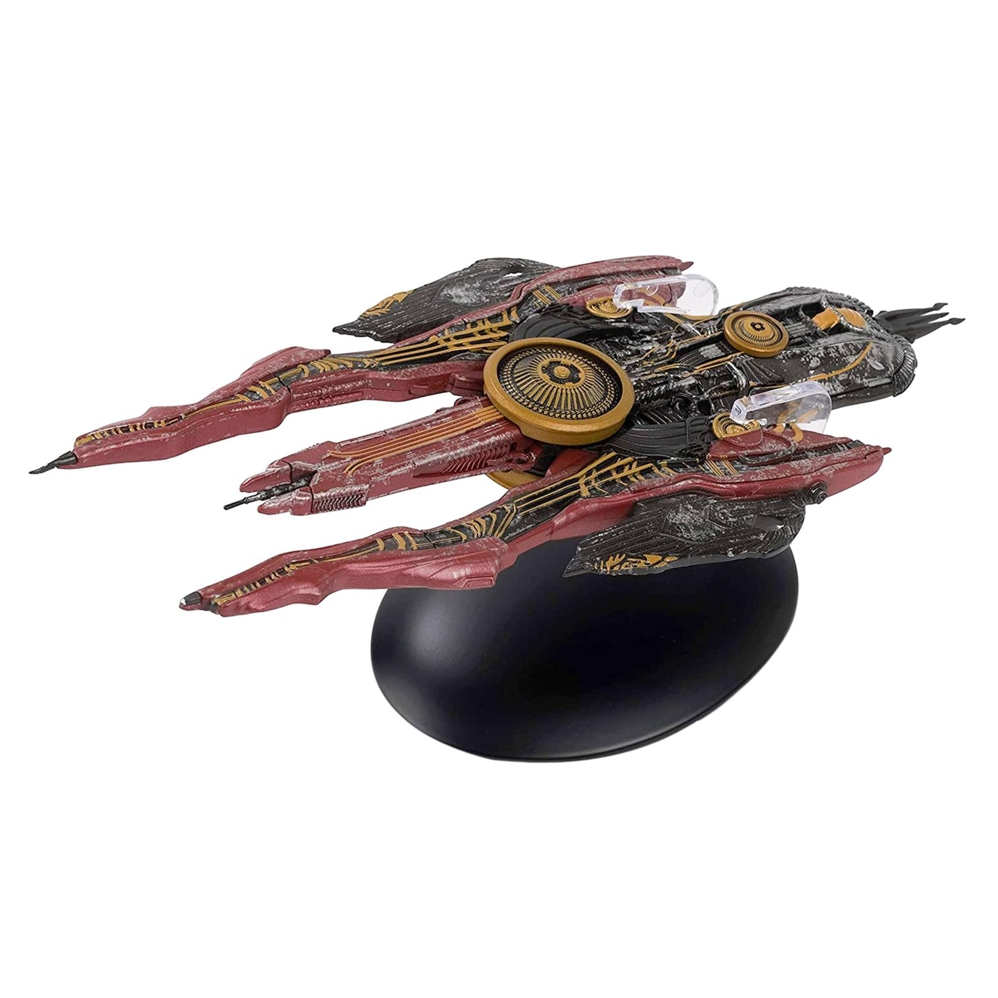 Rear profile view of the Eaglemoss Star Trek ship model highlighting its engine nacelles