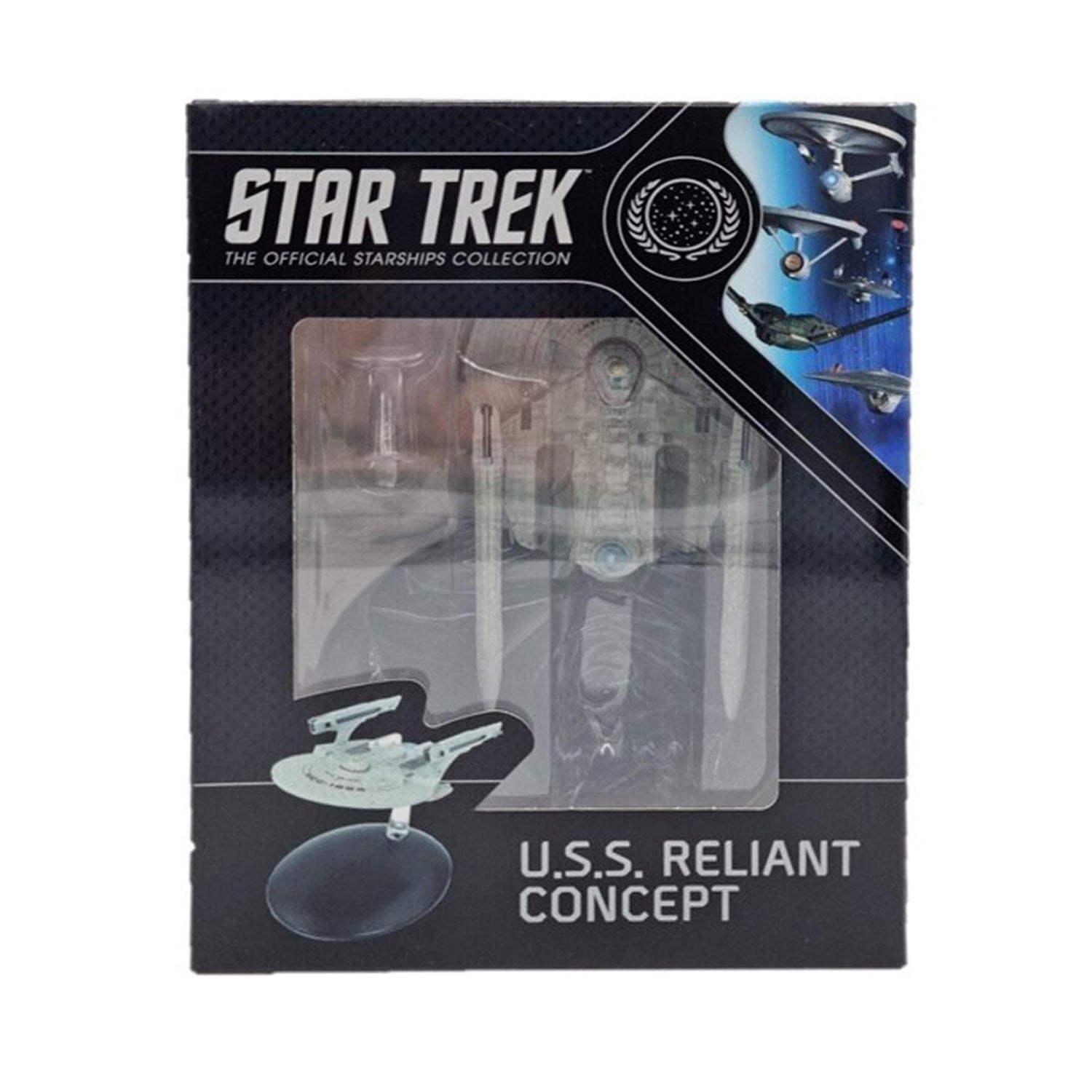 Close-up of the hand-painted hull and nacelle details on the Star Trek starship model