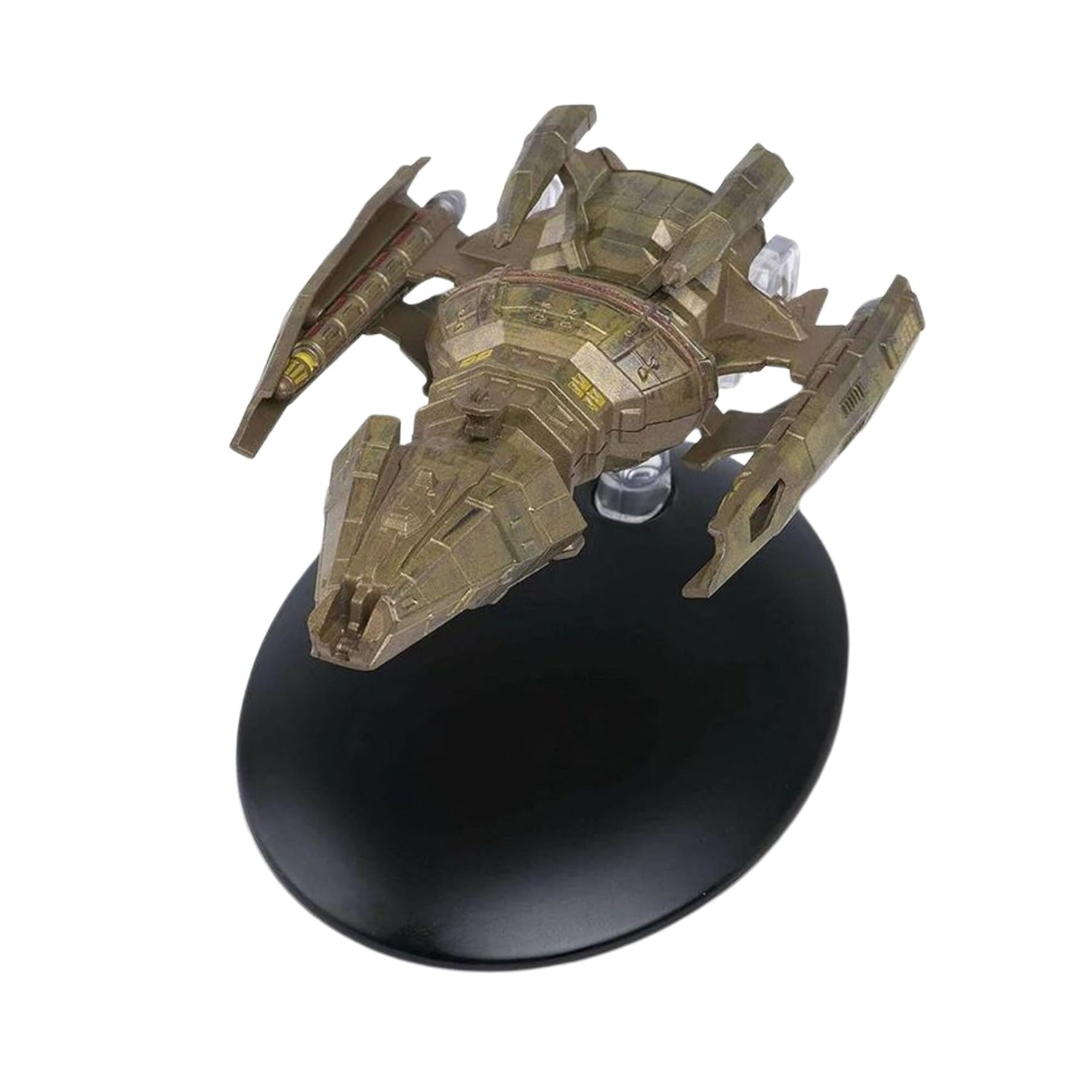 Top-down view of the die-cast Hirogen Hunter model highlighting its metallic plating and complex structural details
