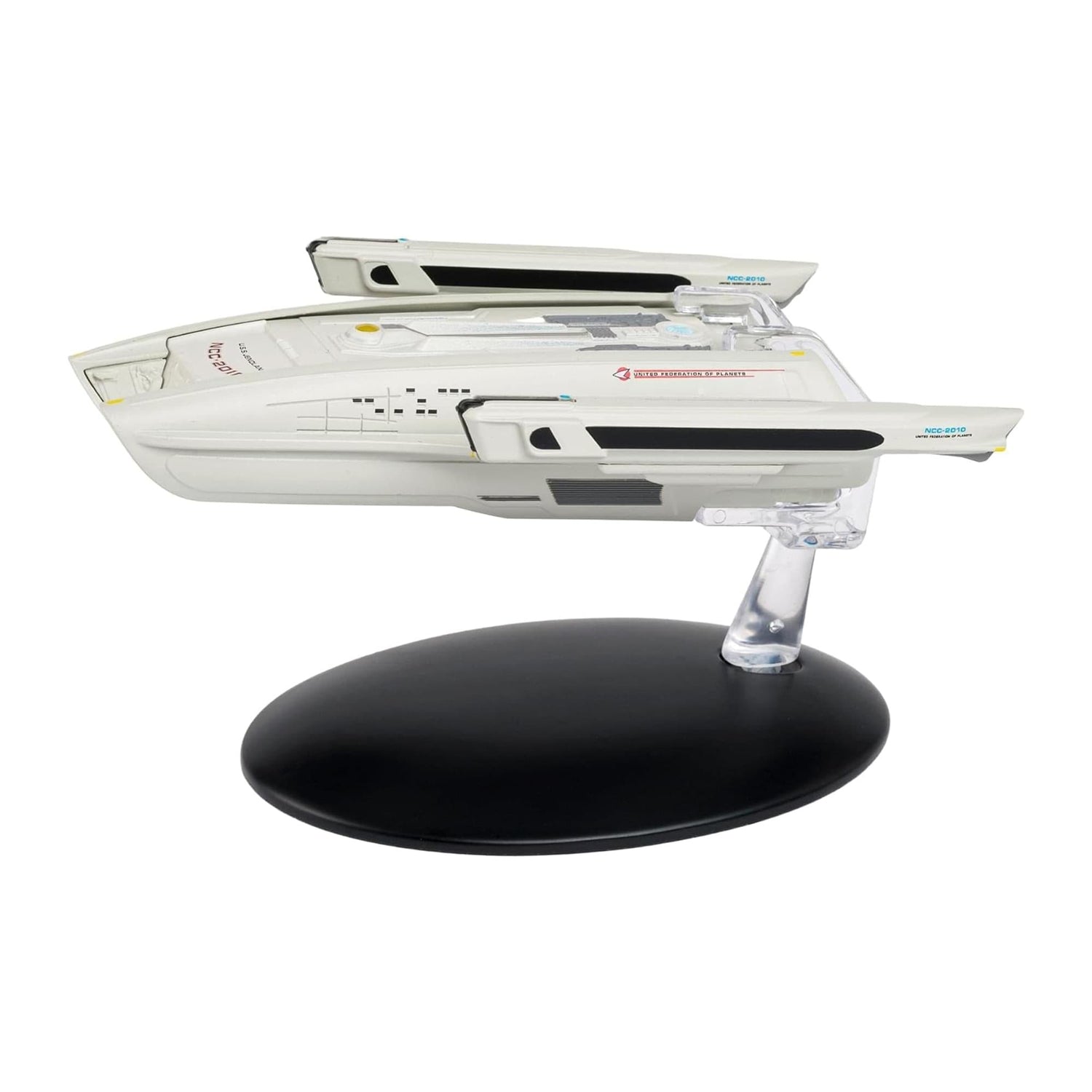 Top-down view of the U.S.S. Jenolen starship showing canonical hull plating and paint details