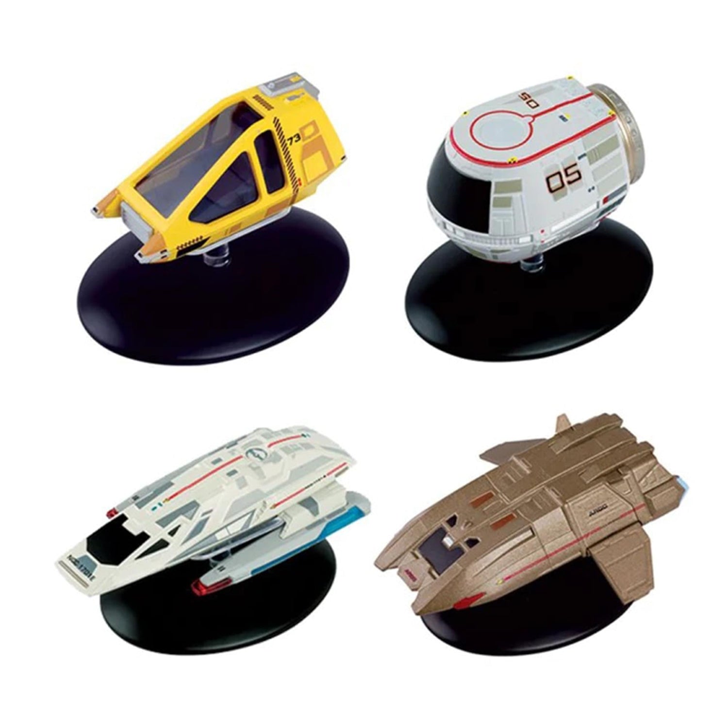 Star Trek shuttlecraft replica set box showing the Travel Pod, Type-11 Argo, and Workbee models