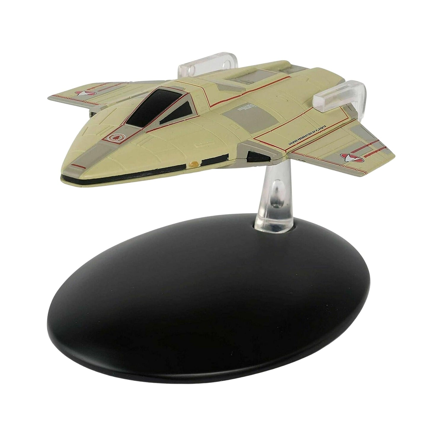 Profile view of the Star Trek model highlighting the nacelles and Starfleet registry markings