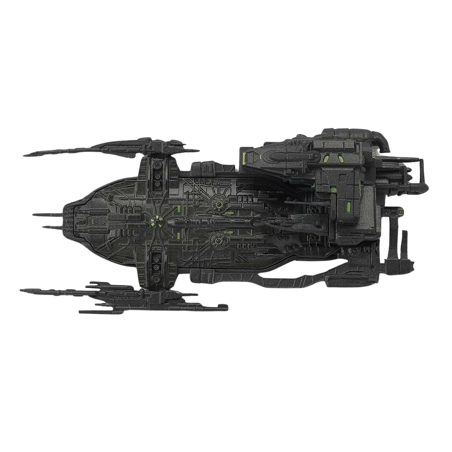Close-up detail shot of the command deck and specialized assimilation features on the starship model