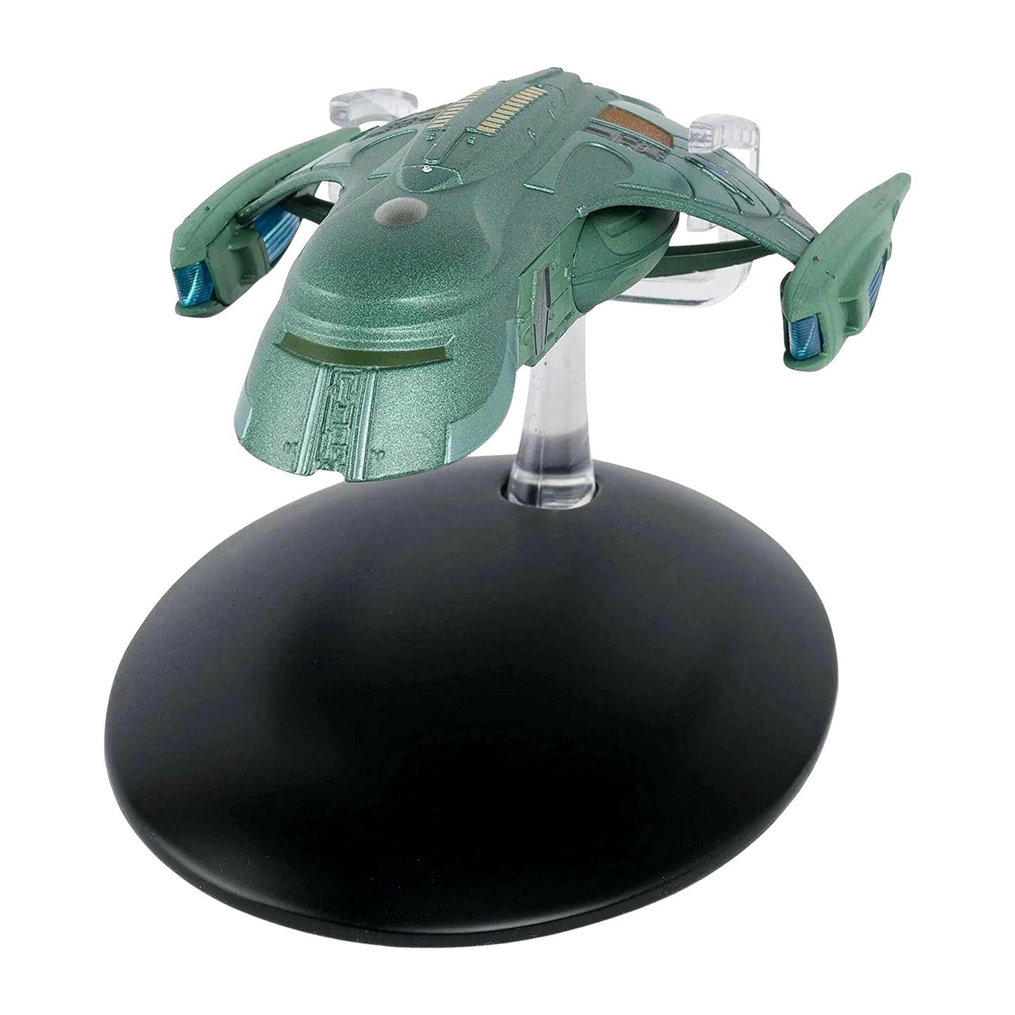 Top-down view highlighting the hull plating, markings, and distinct aerodynamic design of the Romulan vessel