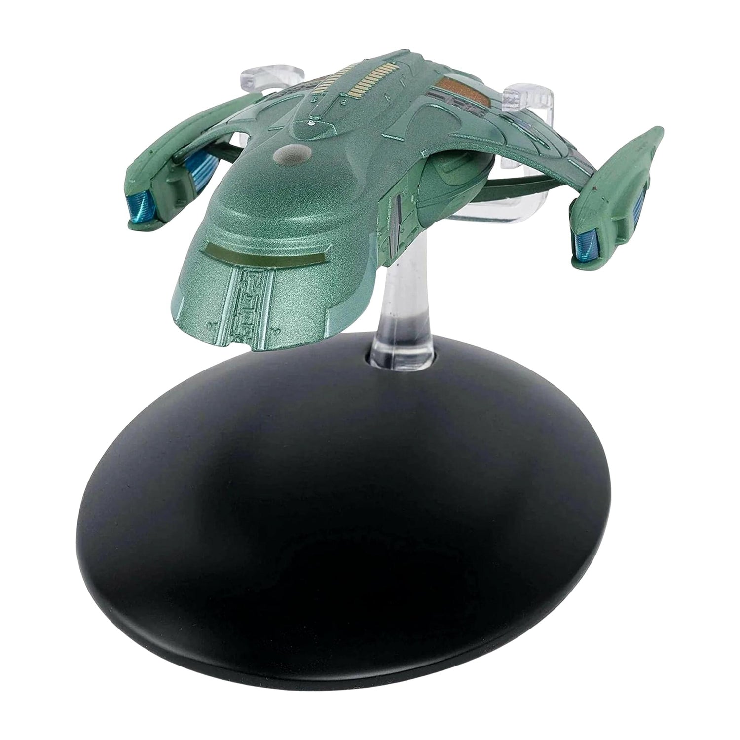Top-down view highlighting the hull plating, markings, and distinct aerodynamic design of the Romulan vessel