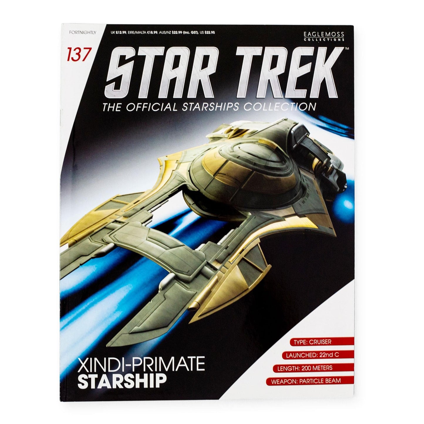 Front cover of Star Trek The Official Starships Magazine featuring the U.S.S. Lantree starship in flight against a cosmic backdrop