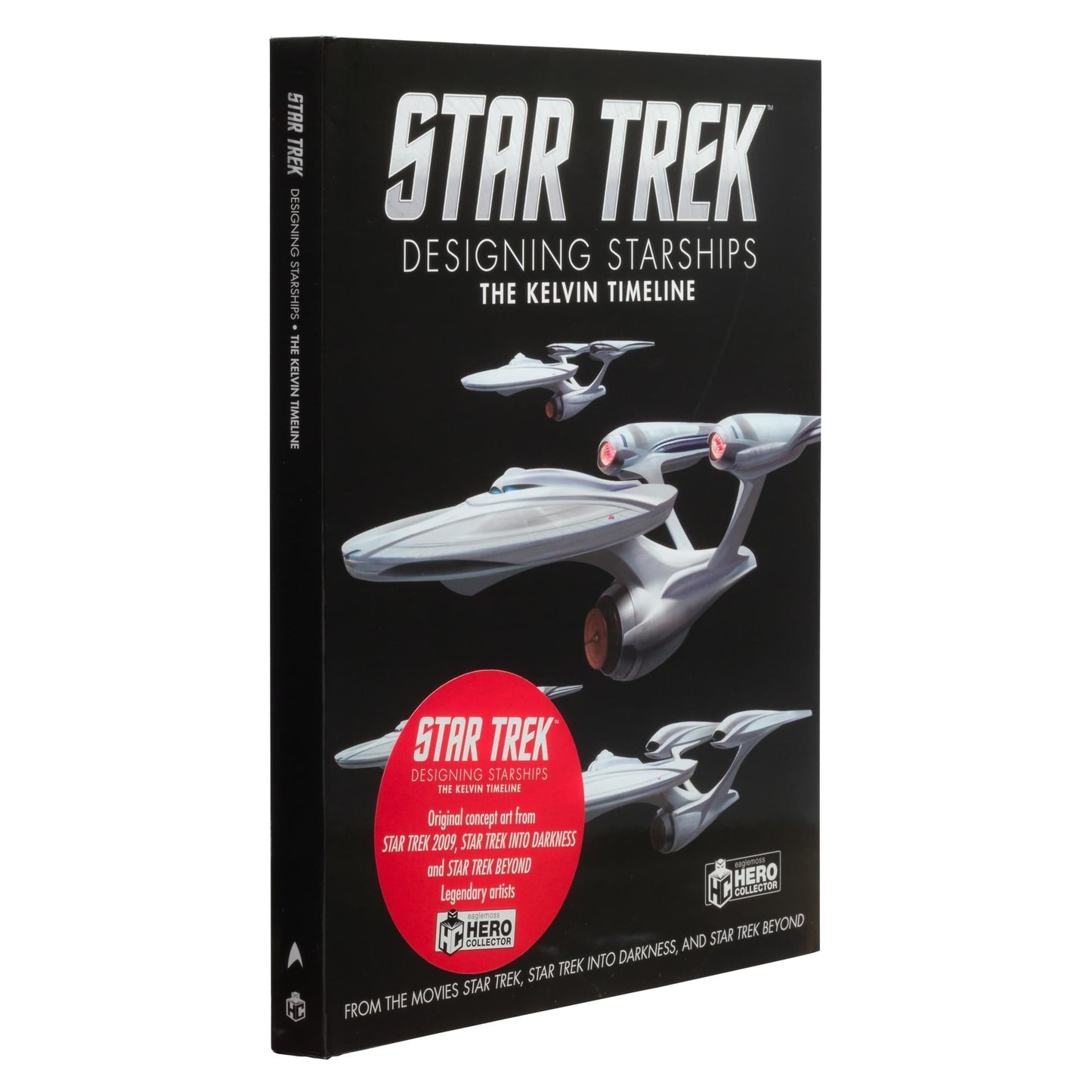Back cover of the Star Trek Designing Starships book displaying a preview gallery of starship illustrations