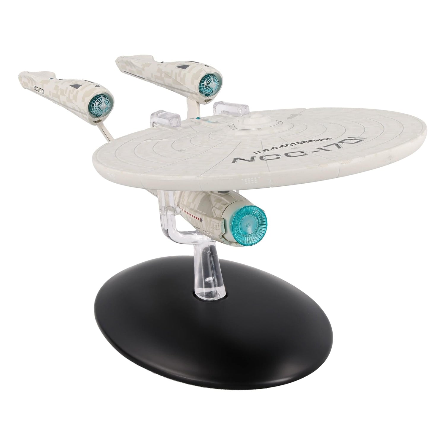 Rear view of the USS Enterprise highlighting the impulse engines and registry markings