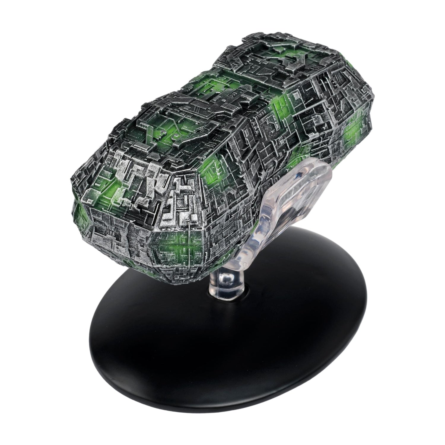 Rear profile shot of the Borg Probe starship showing its tactical configuration and hull texturing