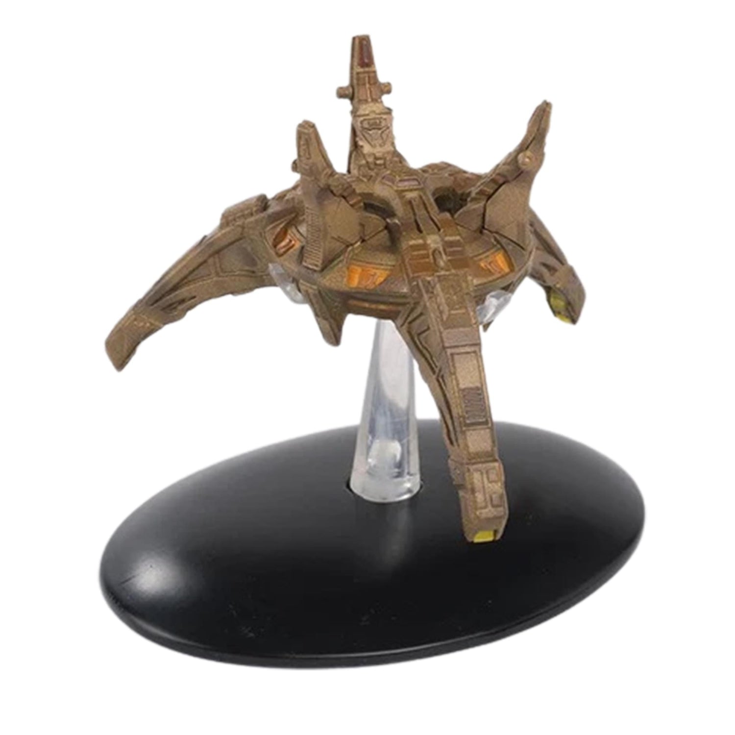 Rear view of the Cardassian vessel model showing intricate detailing and hand-painted finish
