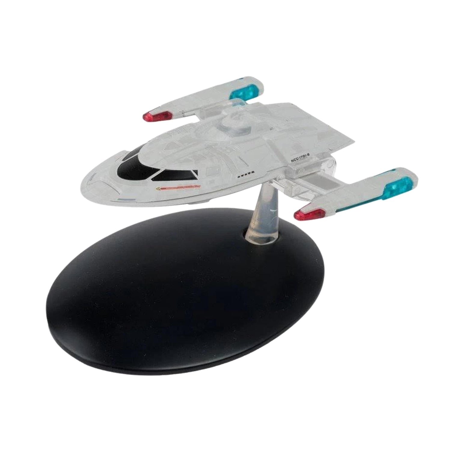 Close-up detail of the Captain Yacht hull, showcasing hand-painted Starfleet registry markings and paneling