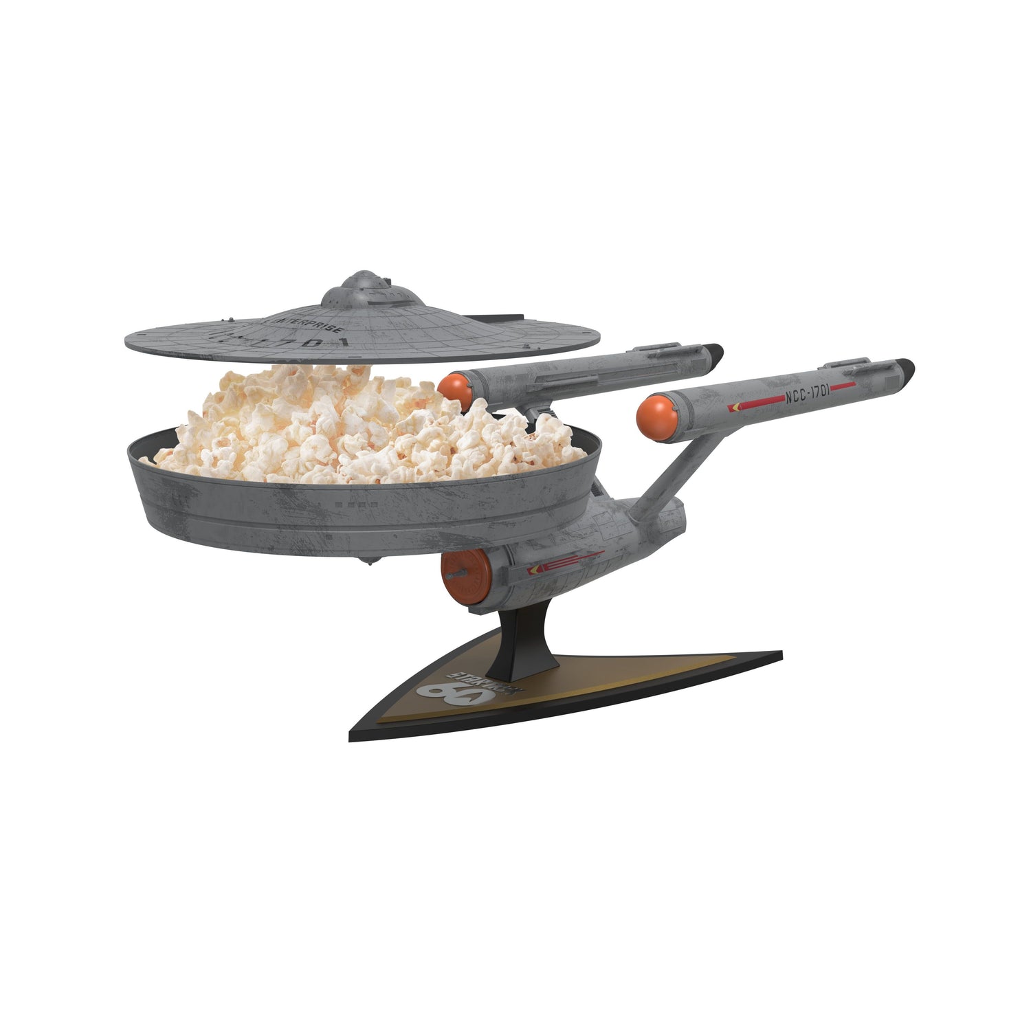 Star Trek Enterprise Popcorn Bucket side profile highlighting the 23-inch starship dimensions