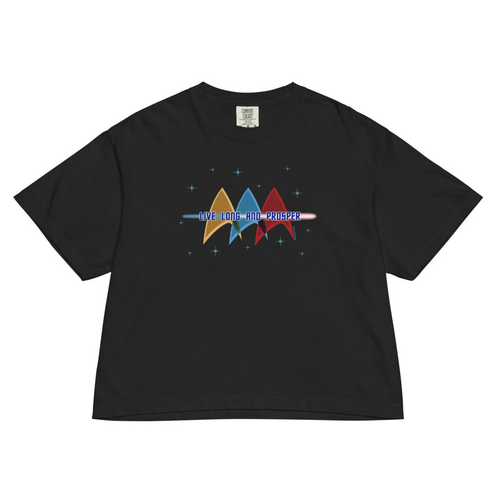 Star Trek: The Original Series Women's Boxy T-Shirt Live Long and Prosper  Black