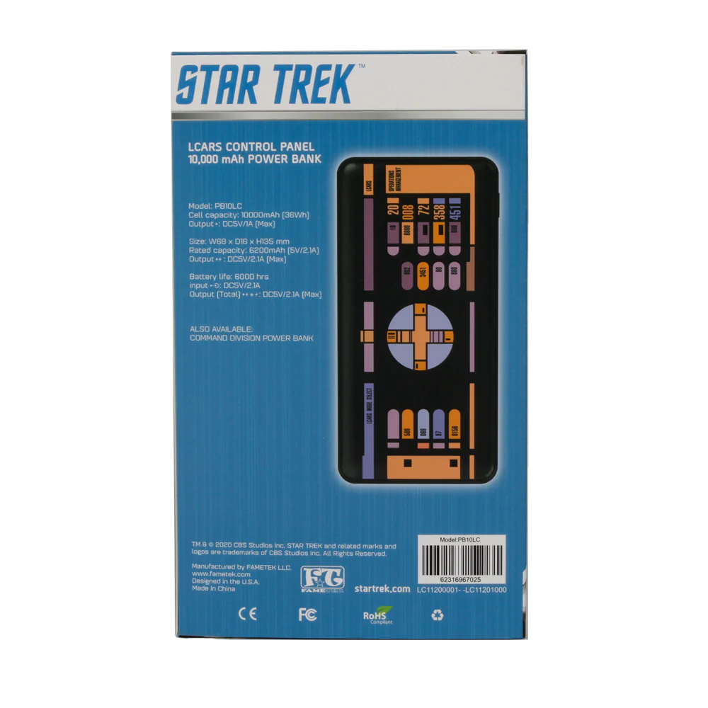 Star Trek: The Next Generation Slim 10,000mAh Triple Charging Power Bank With LCARS Design