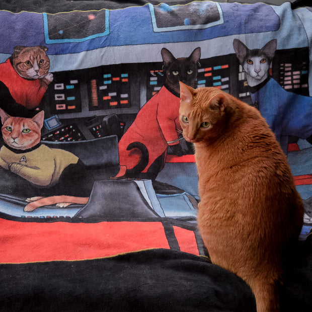 Star Trek: The Original Series Crew Cats Black Sherpa Blanket