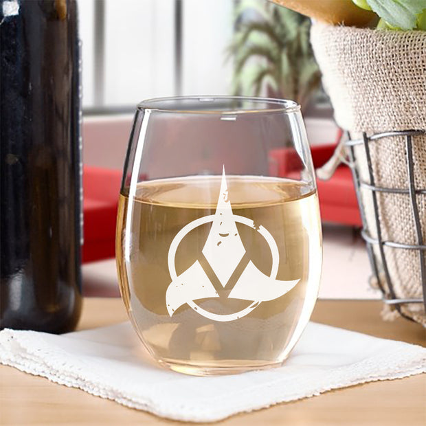 Star Trek Klingon Red Logo Laser Engraved Stemless Wine Glass