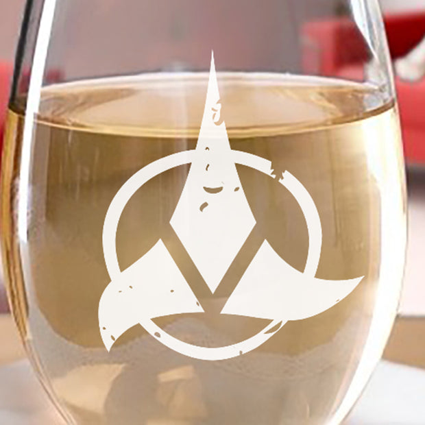 Star Trek Klingon Logo Laser Engraved Stemless Wine Glass