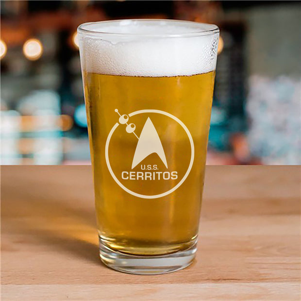 Star Trek: Lower Decks Cerritos Bar Logo Laser Engraved Pint Glass