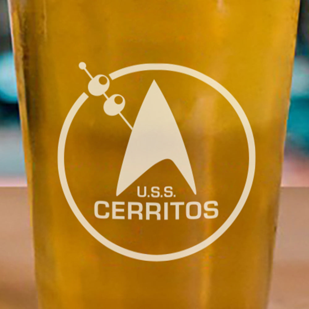 Star Trek: Lower Decks Cerritos Bar Logo Laser Engraved Pint Glass