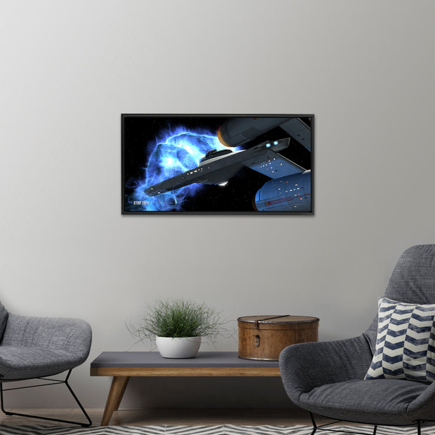 This Star Trek: The Original Series Ships of the Line Righteous Wrath Floating Frame Gallery Wrapped Canvas will take you back to this intense, heart-racing episode each time you see it! From the media room to your office, this canvas brings the spirit of Star Trek anywhere it goes.