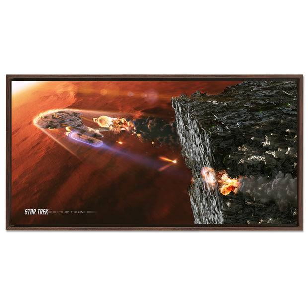 Star Trek: The Next Generation Ships of the Line Terminal Descent Floating Frame Wrapped Canvas