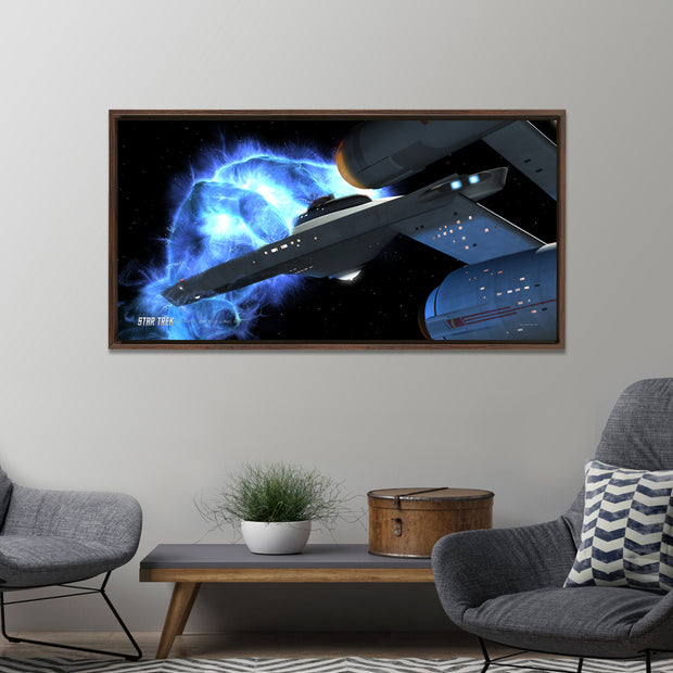 This Star Trek: The Original Series Ships of the Line Righteous Wrath Floating Frame Gallery Wrapped Canvas will take you back to this intense, heart-racing episode each time you see it! From the media room to your office, this canvas brings the spirit of Star Trek anywhere it goes.
