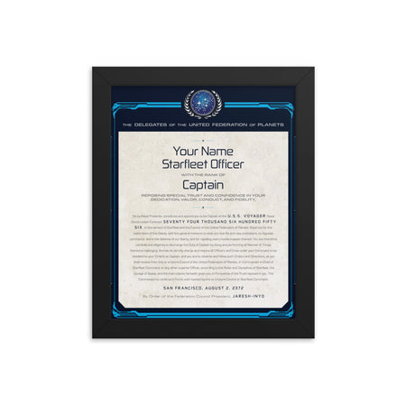 Star Trek: Voyager Personalized Captain's Assignment Letter U.S.S. Voyager NCC-74656