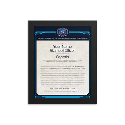 Star Trek: Voyager Personalized Captain's Assignment Letter U.S.S. Voyager NCC-74656