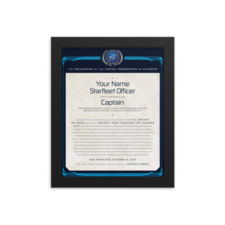 Star Trek: Deep Space Nine Personalized Captain's Assignment Letter U.S.S. Defiant NX-74205