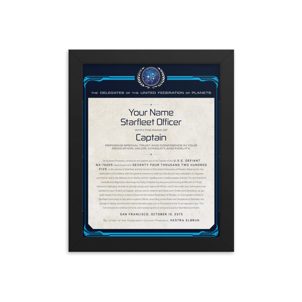 Star Trek: Deep Space Nine Personalized Captain's Assignment Letter U.S.S. Defiant NX-74205