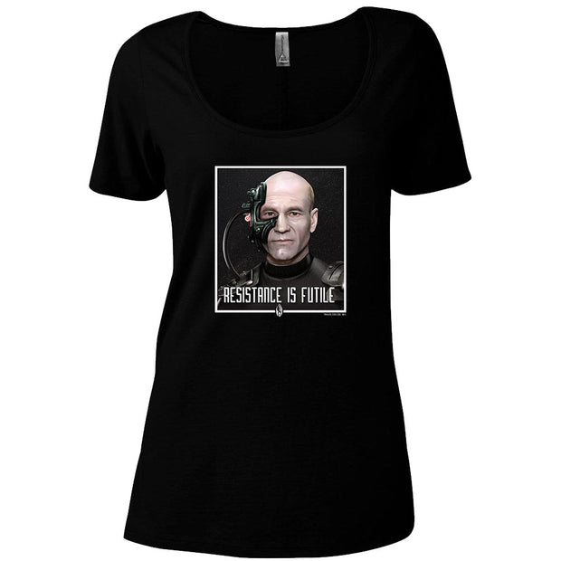 Star Trek: The Next Generation Picard Resistance is Futile Women's Relaxed Scoop Neck T-Shirt